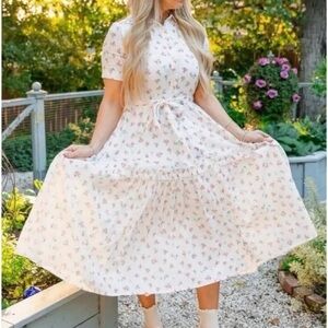 Ivy City Co Lola Pink Floral Midi Shirtdress